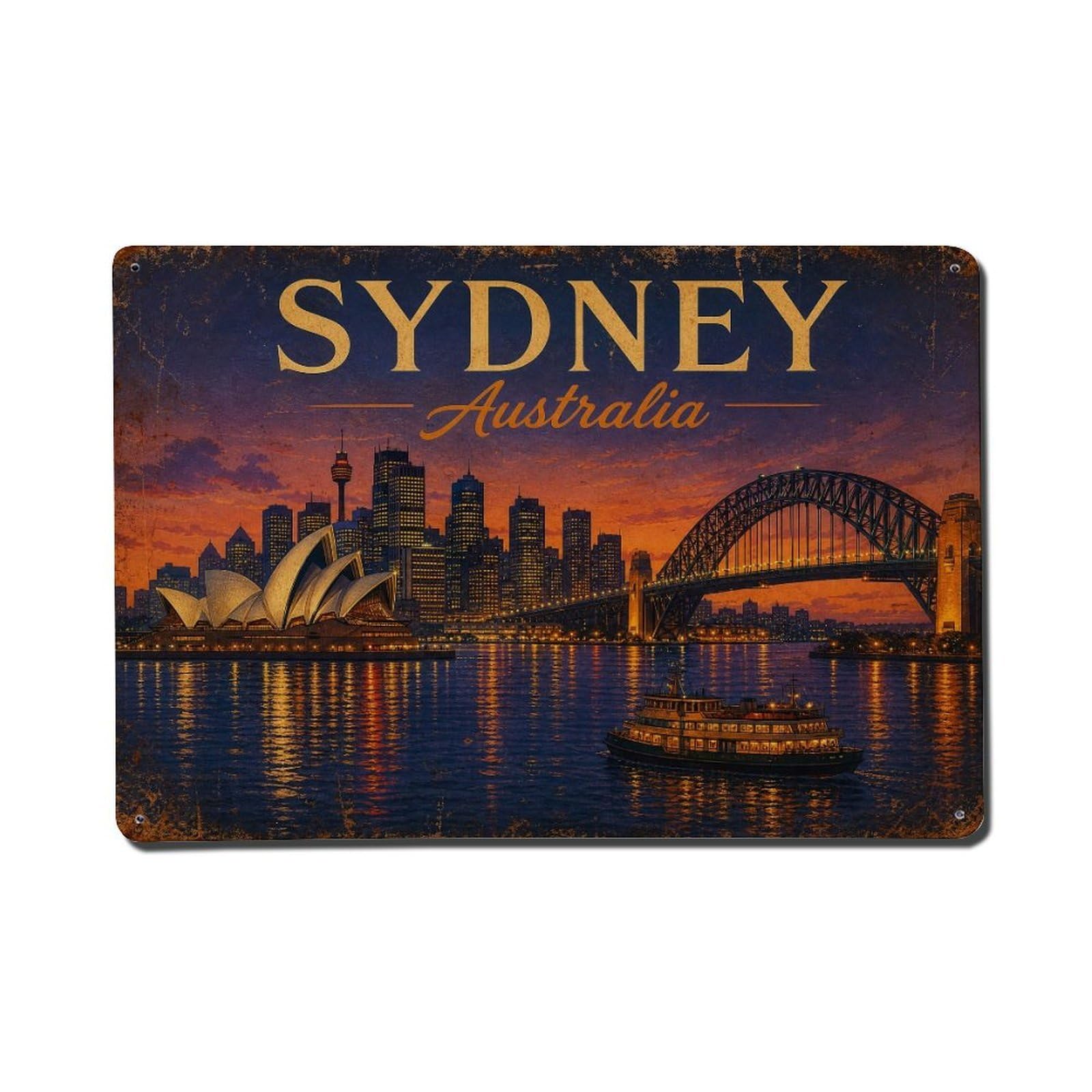 Waterfront Travel Sydney Australia City Harbor Heritage Metal Tin Sign