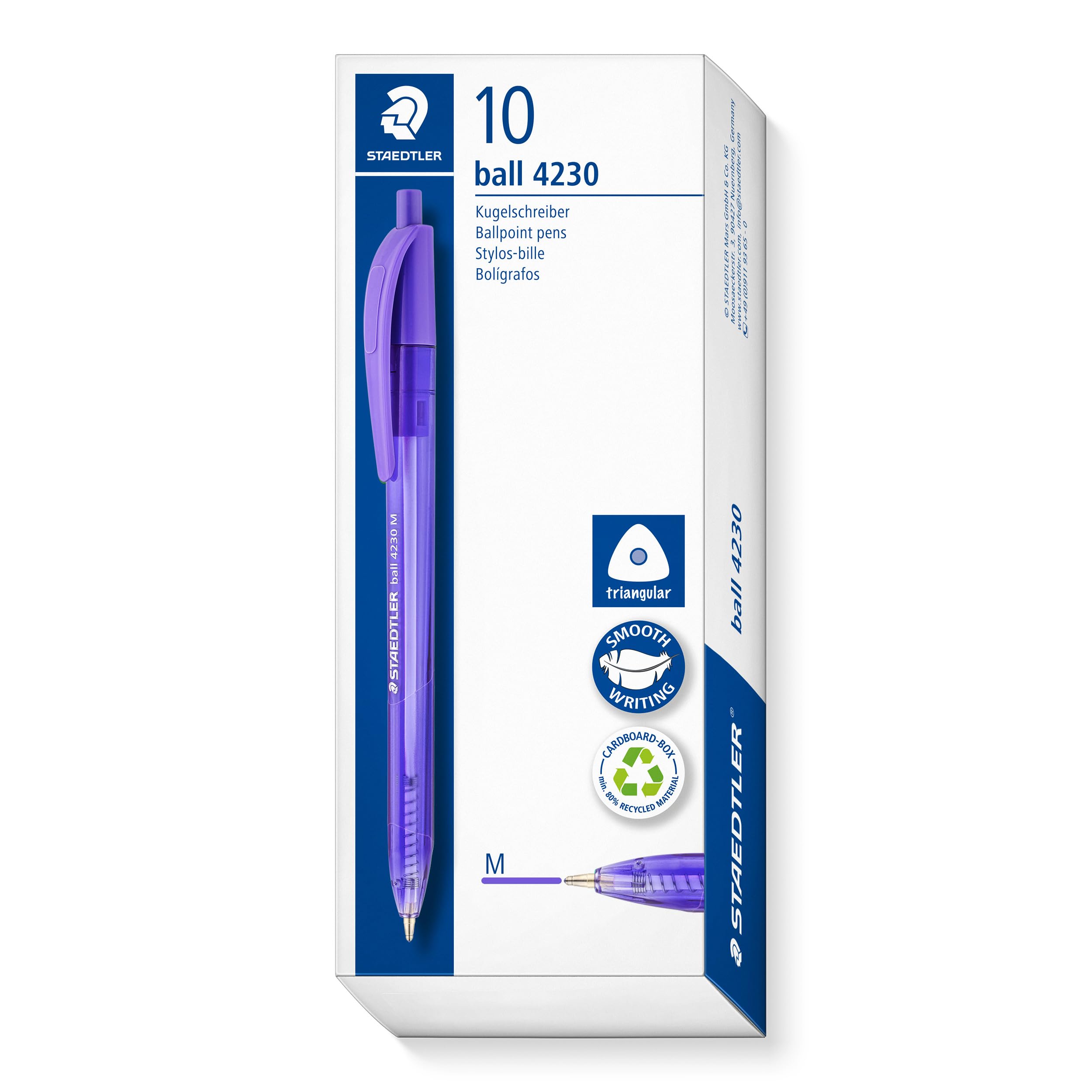 STAEDTLER 4230 M-6 Retractable Rainbow Ballpoint Pen - Purple (Box of 10)