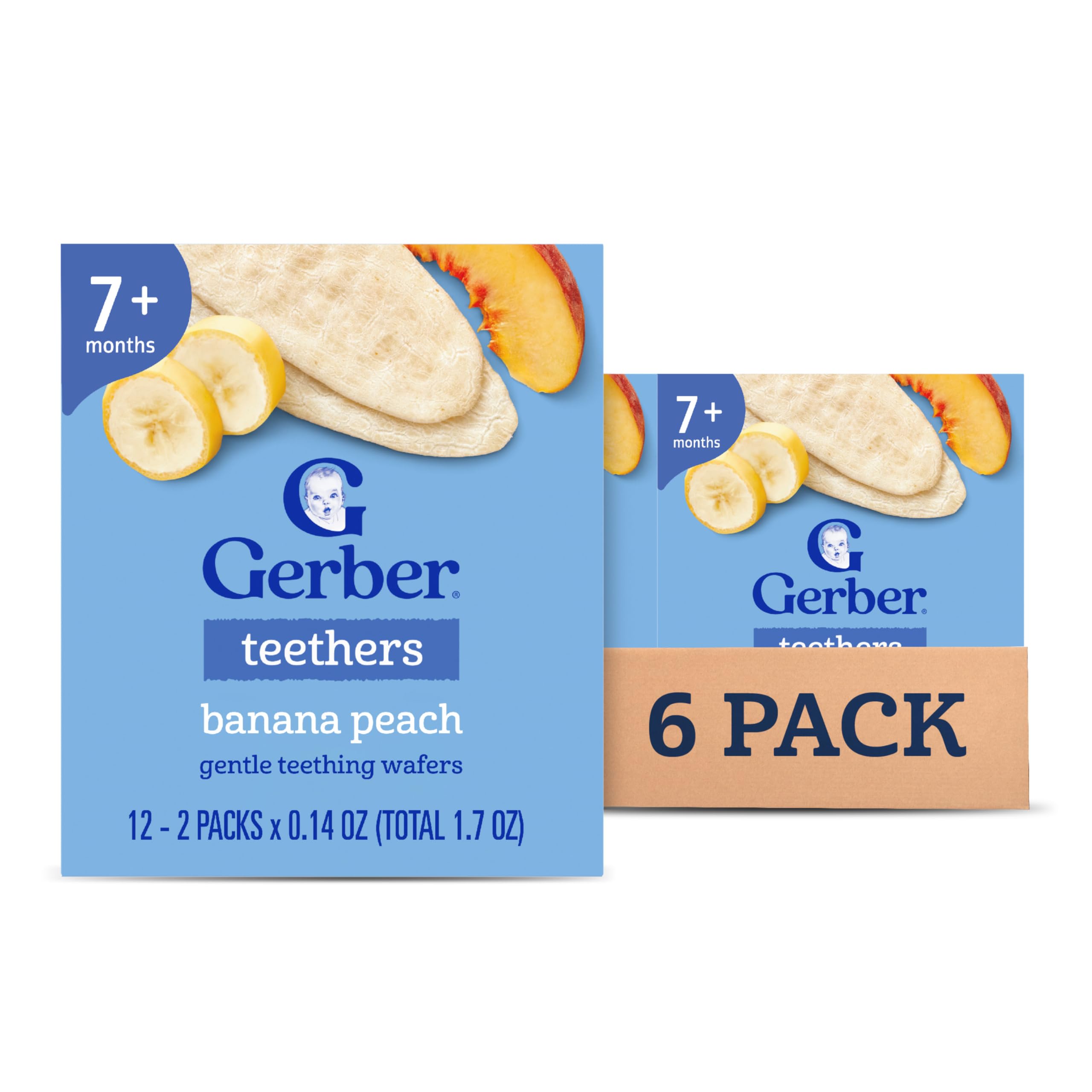 Snacks for Baby Teethers, Gentle Teething Wafers, Banana Peach, 1.7 Ounce, 12 Count Box (Pack of 6)