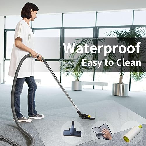 Miniatura 6 de Tapete para silla de oficina para suelo de madera dura, 63 x 51 pulgadas, protector transparente para oficina y hogar, tapete antideslizante para