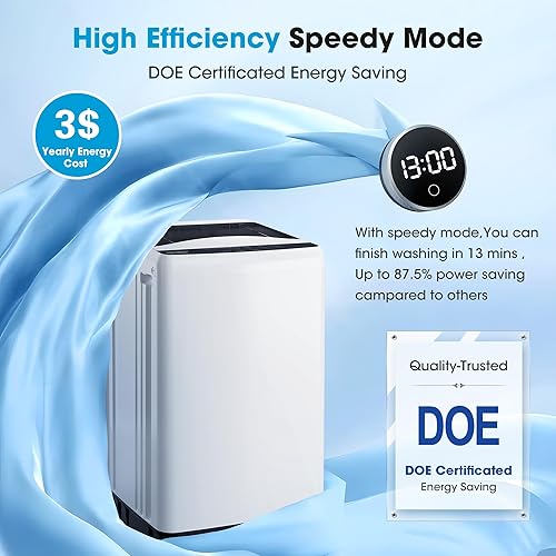 Miniatura 9 de Lavadora portátil - Lavadora compacta para el hogar, para apartamentos, carga superior, completamente automática, pequeña lavadora de ropa con bomba