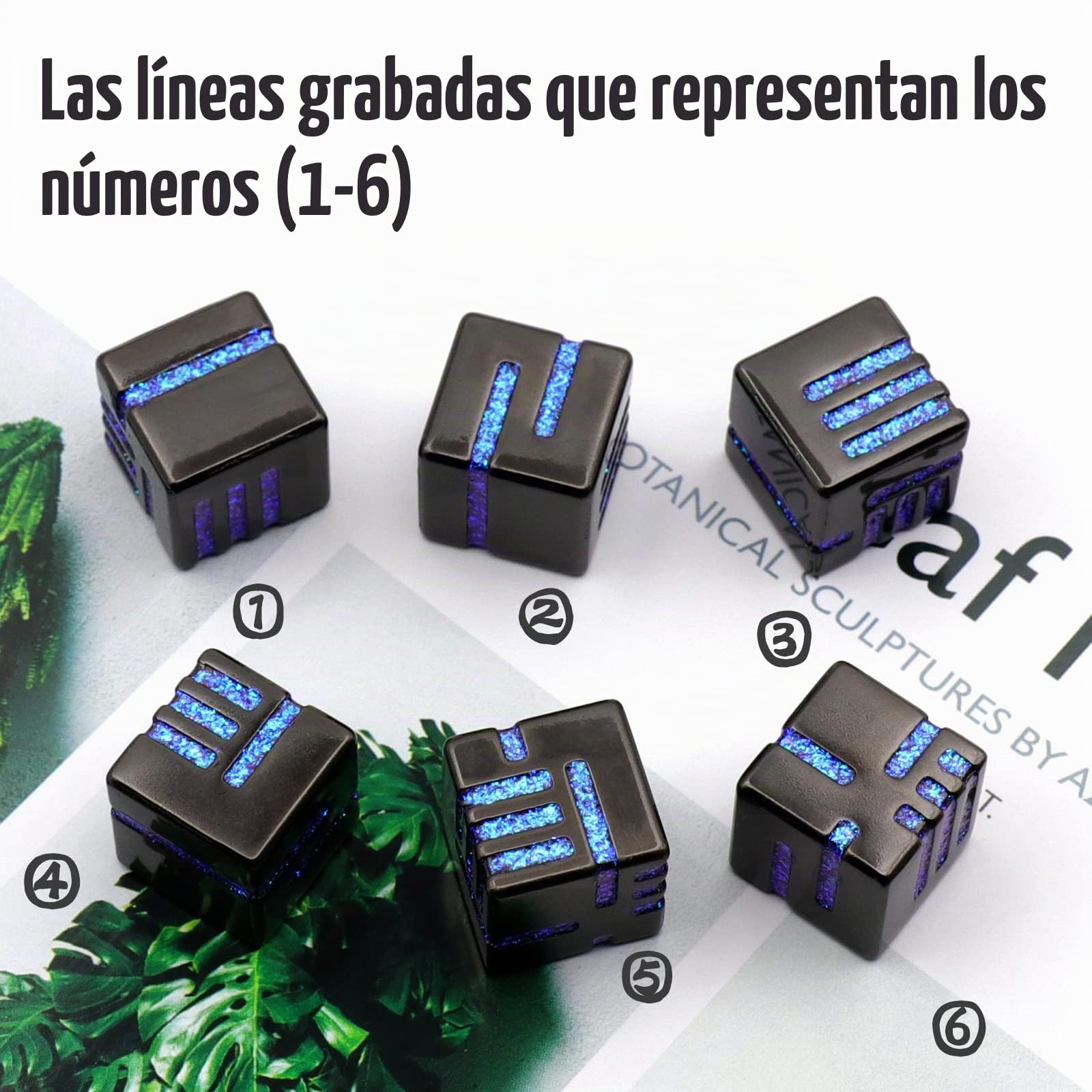 Juego de 6 dados de metal W6 con caja, juego de dados de 6 lados para mazmorras y dragones, DND, Pathfinder D6 DND Dice Set (W6 azul brillante)