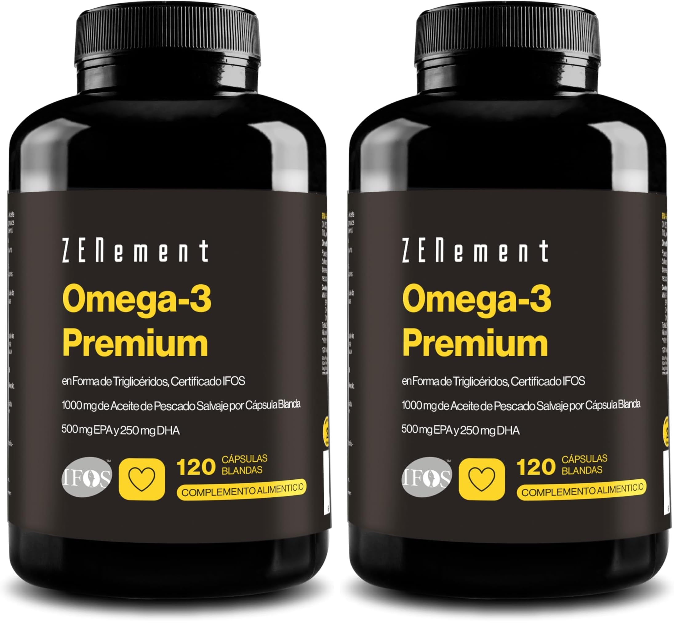 Omega 3 Premium IFOS Triglicéridos - 1000mg EPA y 500mg DHA - 120 Cápsulas (Paquete de 2)