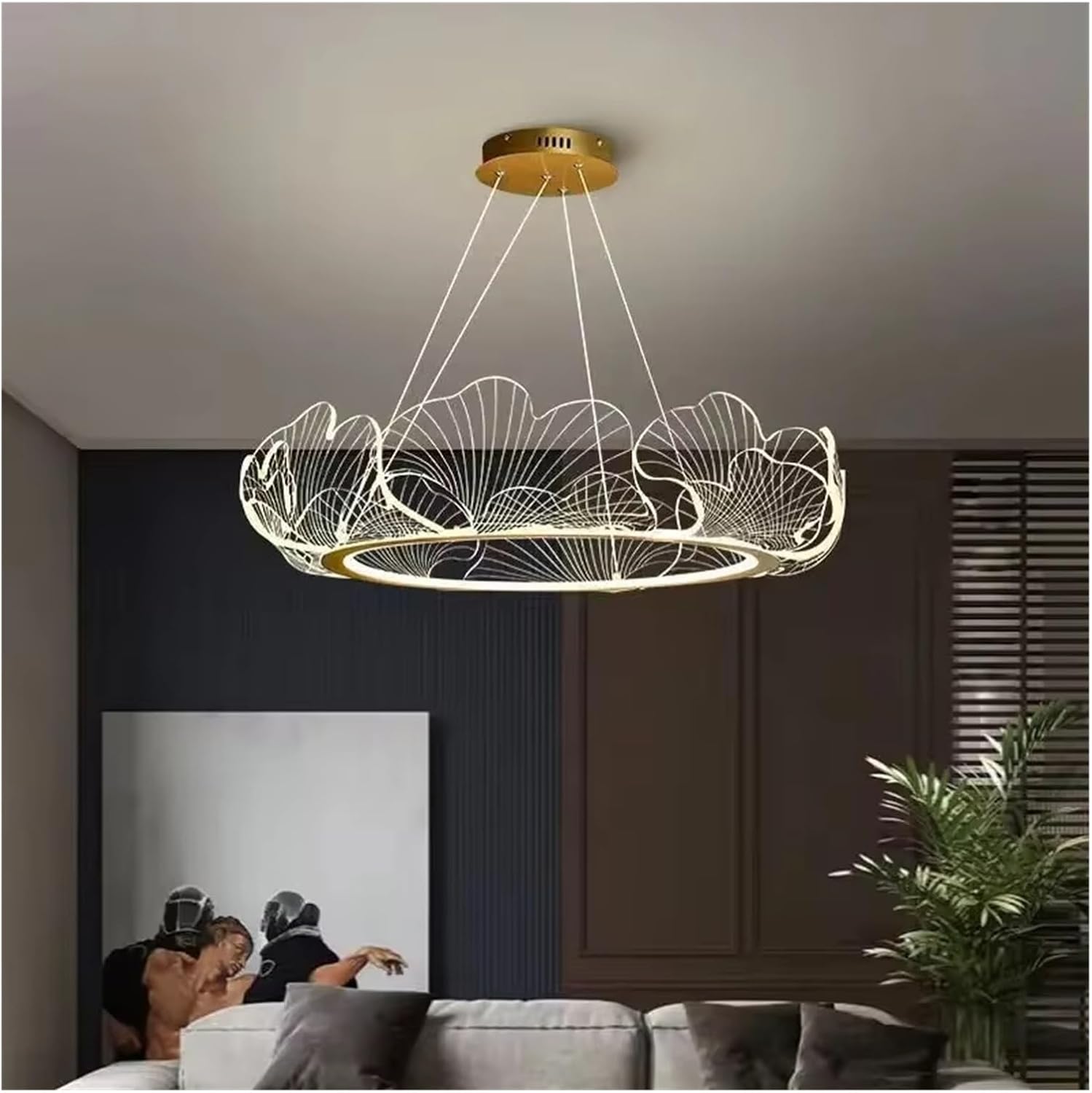 Modern LED Lotus Leaf Ring Ceiling Chandeliers for Living Room Dining Room Pendant Light Home Decor Hanging Lamp,Indoor Illumination