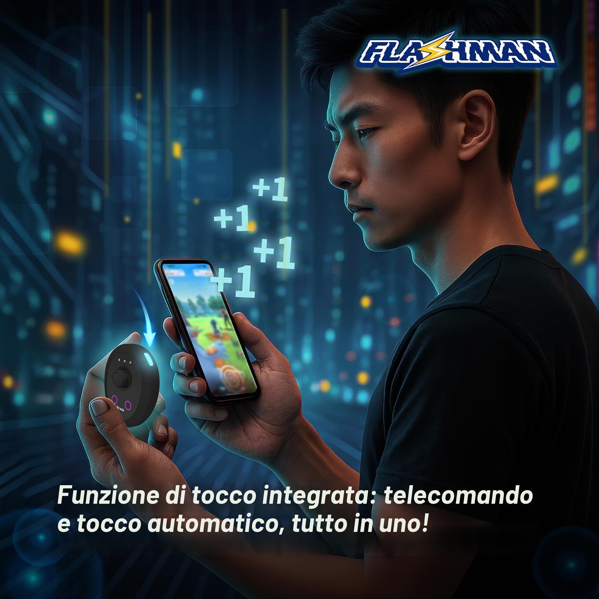 Brook Flashman - Joystick da gioco GPS virtuale per iPhone iOS, controller di posizione Bluetooth compatibile con Pocket Monster e Location Mobile Games, Smart Roaming, nessun jailbreak (versione