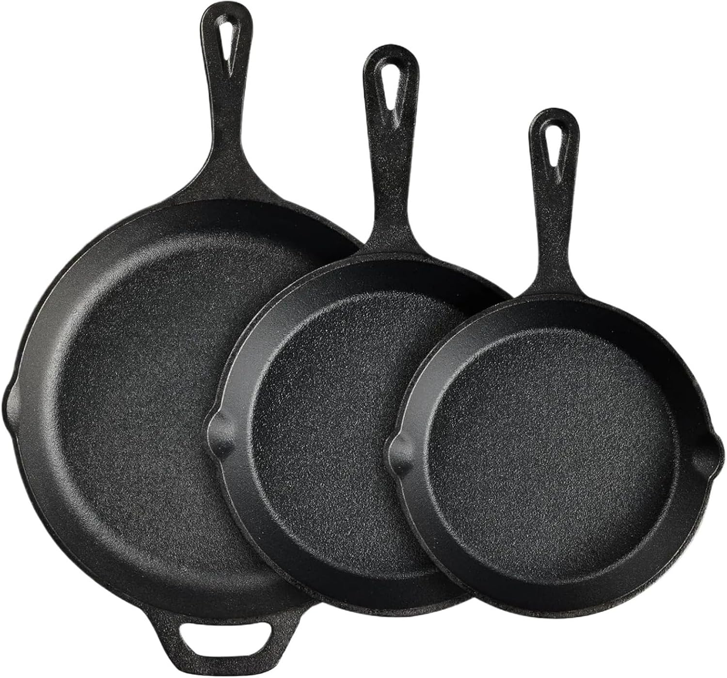 Compatible For 3-Piece Pre-Seasoned Skillet Set, Versatile Pan For Indoor Outdoor Cooking