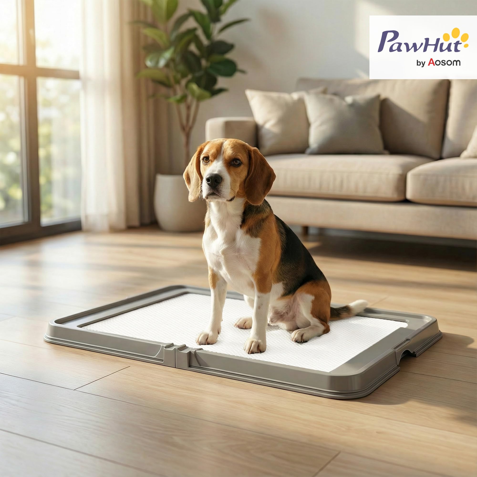 PawHut Toilette Pieghevole per Cani, 86x62 cm, vaschetta igienica per Cani per l'addestramento, con 3 tappetini, Piedini Antiscivolo e Facile da Pulire, Grigia