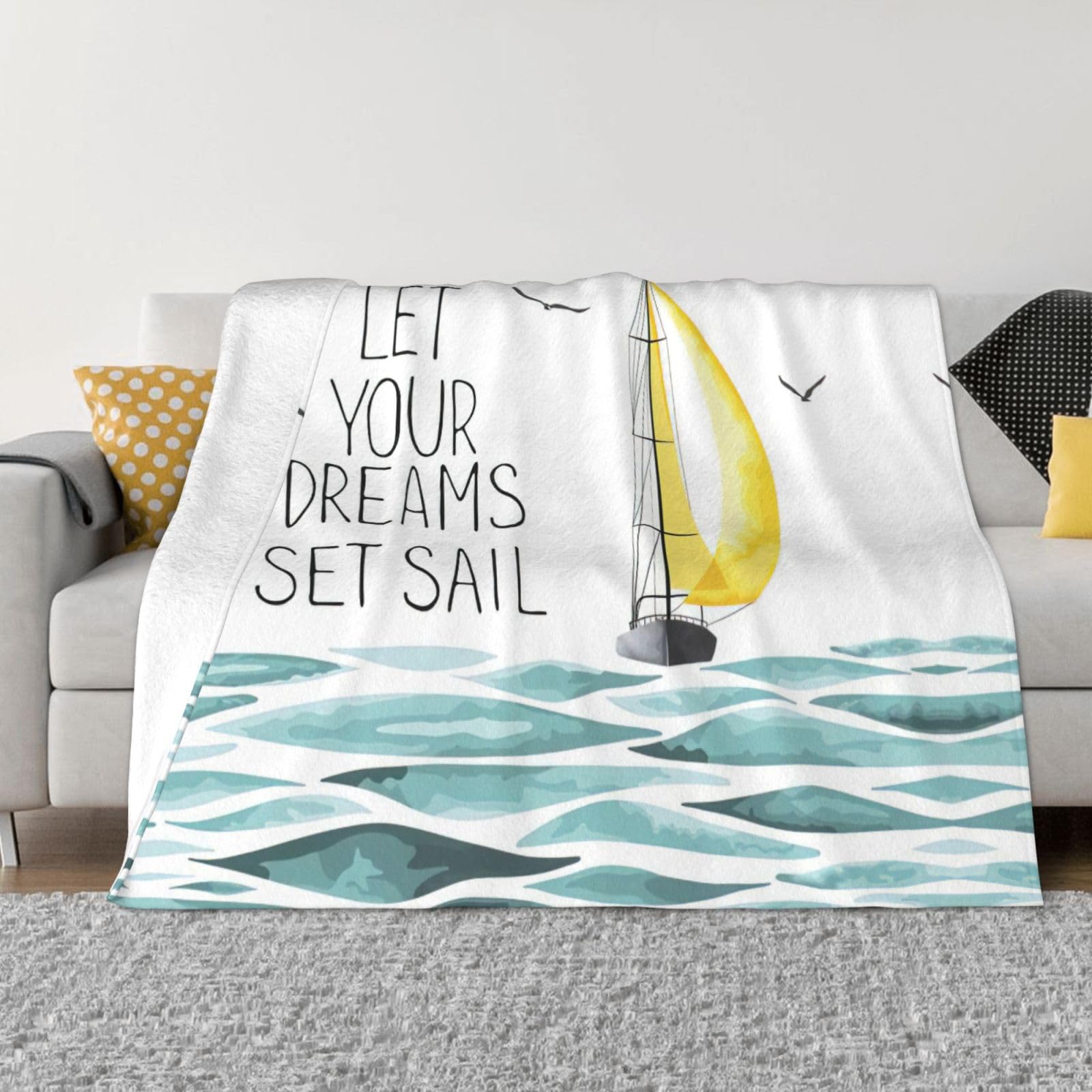 Couverture en micro-polaire Let Your Dreams pour des soirées cocooning canapé