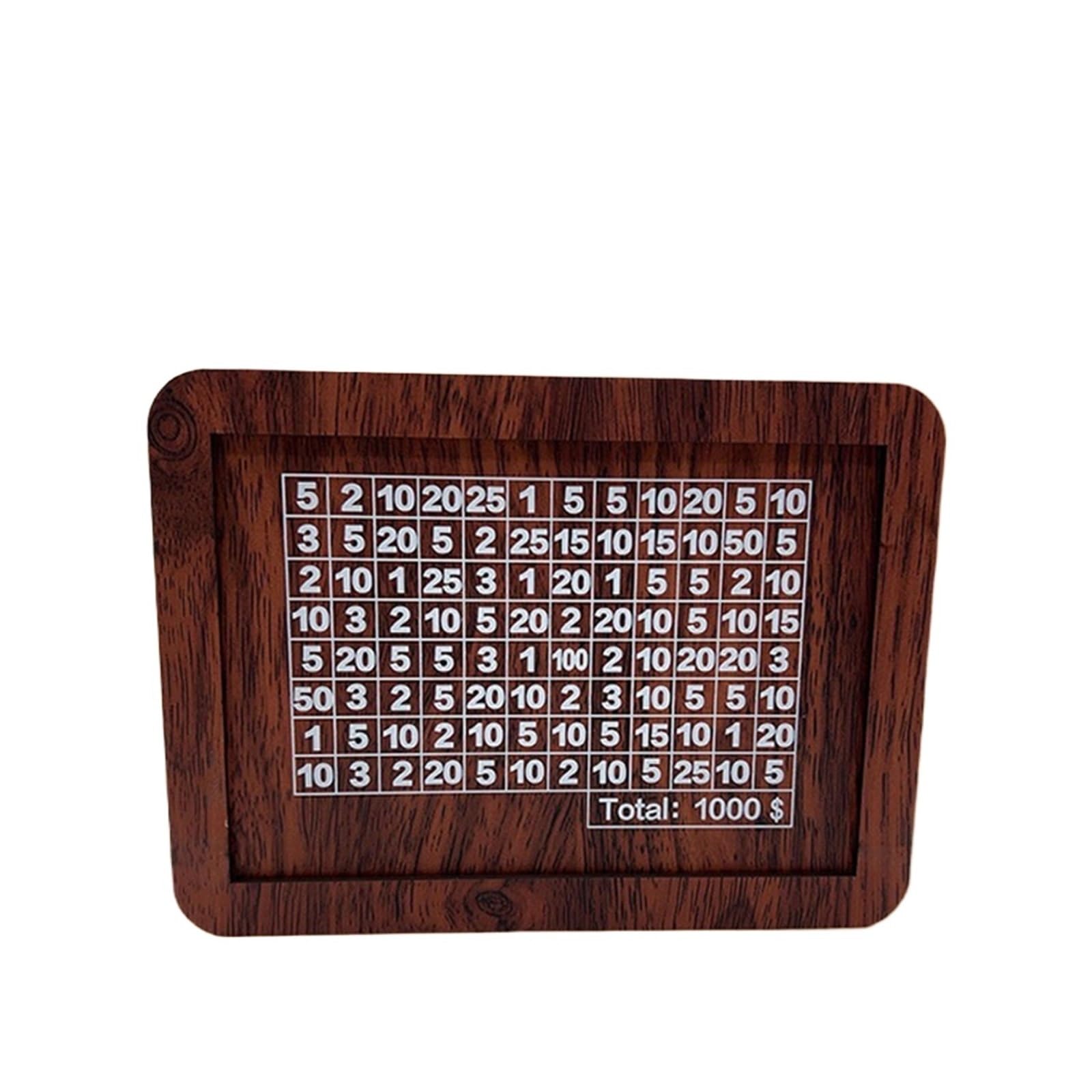 ZythrXLate Wooden Coin Collection Box 1000/3000/5000/10000 Box Wooden Digital Textured Piggy Bank Reusable Money Vault Savings Challenge Cash Storage Case for Coin Collectors(Brown (1000 USD))
