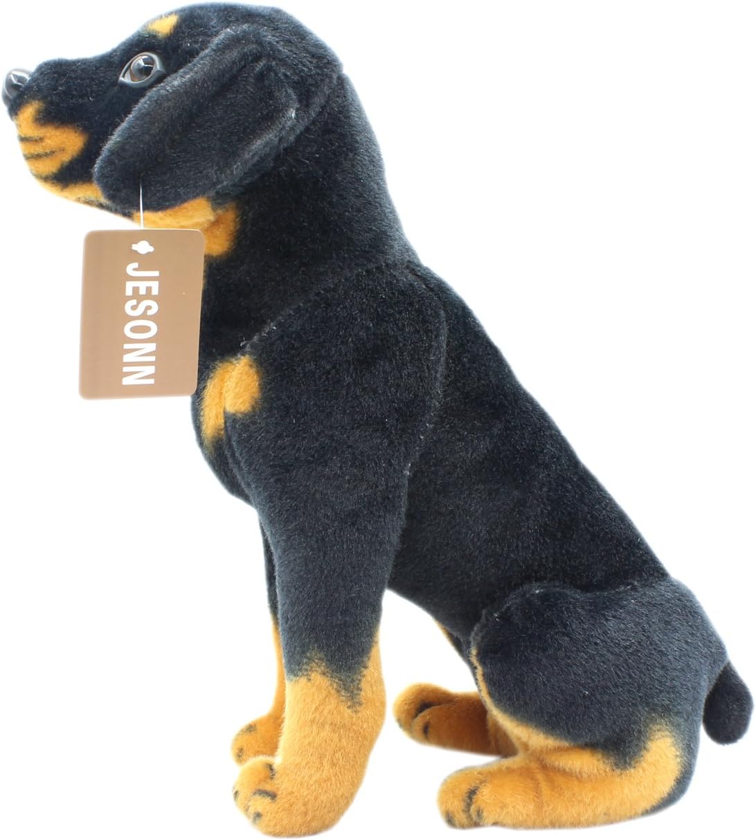 JESONN Lifelike Stuffed Animals Toys Sitting Dog Plush (Rotweiler, 12 Inches)