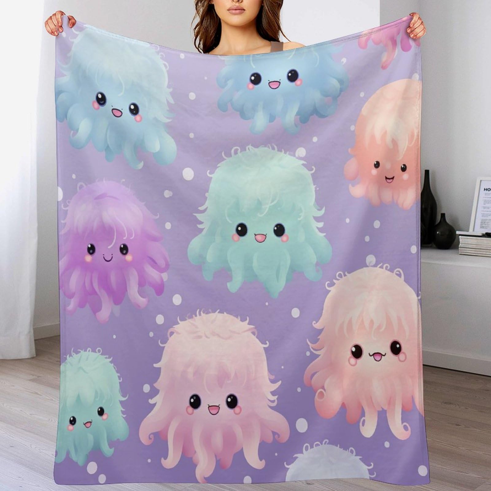 Couverture polaire douce pieuvre 180x200cm pour des moments cocooning sur le canapé