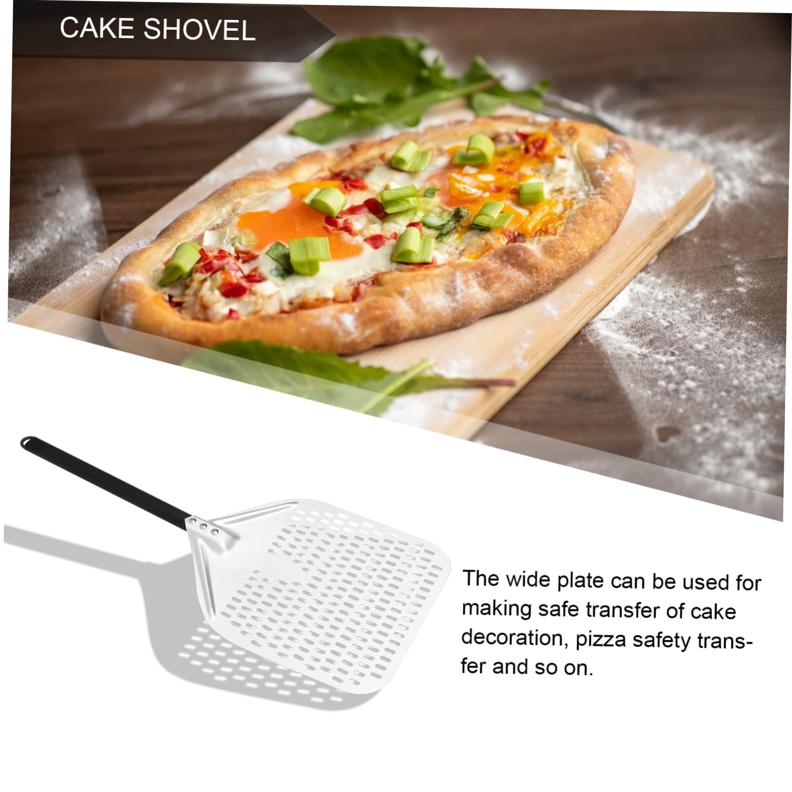 1pezzi Spatola per Pizza Quadrata con Manico Lungo Realizzata in Materiale per Impasto Pizza e Trasferimento Sicuro di Cibo