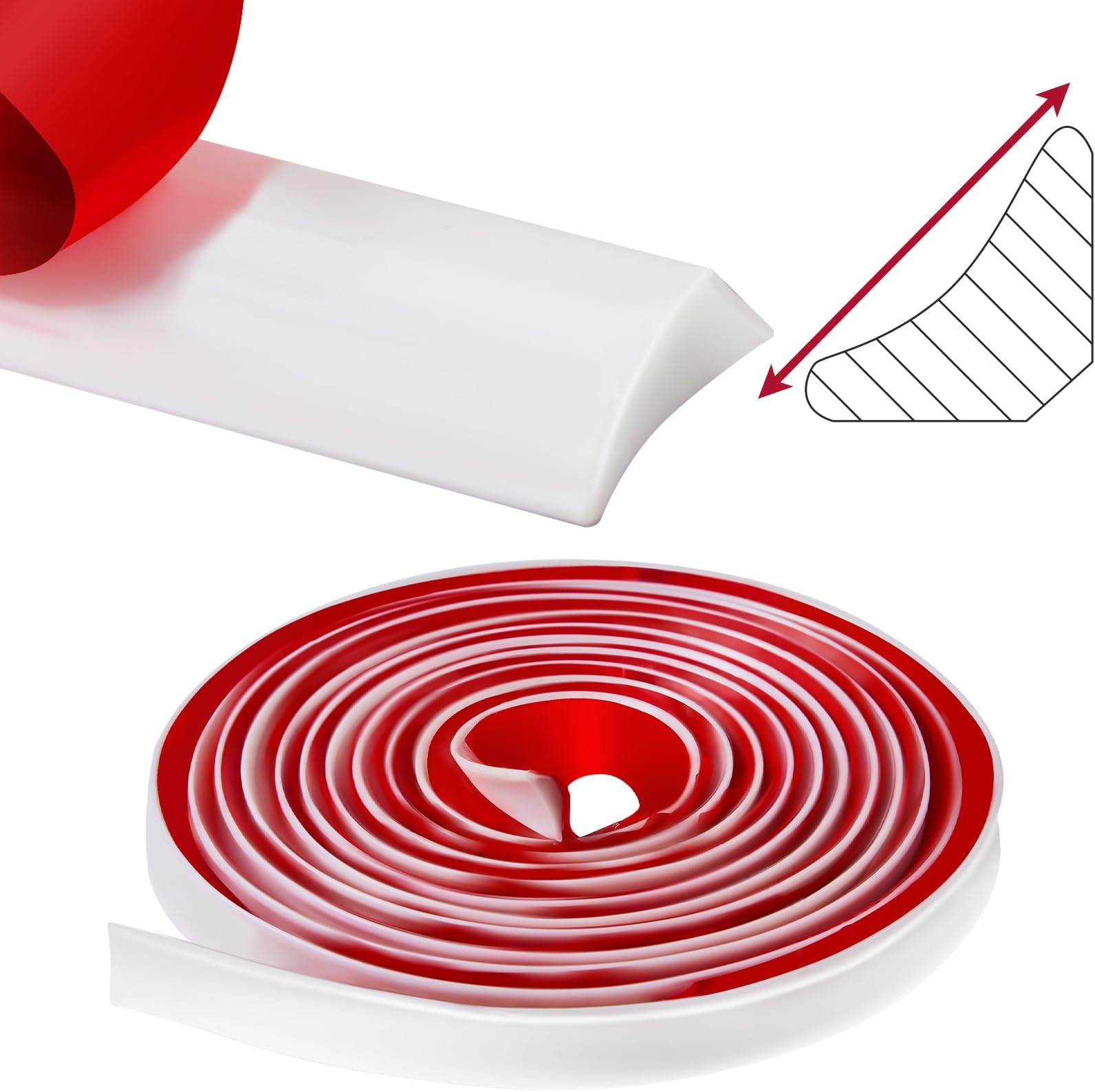 33 ft Each Roll, Flexible Quarter Round Molding Self Adhesive Peel and Stick Trim Corner Trim Waterproof Trim Caulk Strip for Wall Edge Corner Tiles Floors Ceilings in White (1 Rolls)
