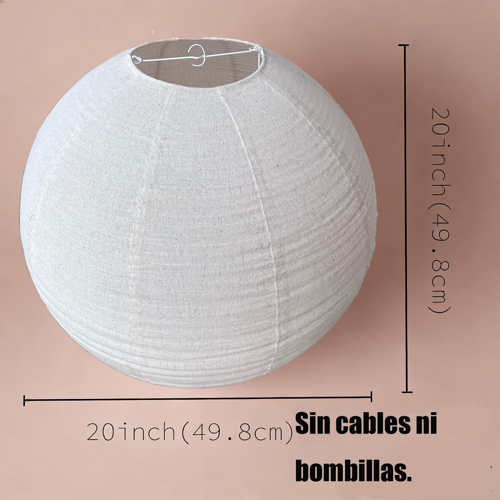 Paralume rotondo in lino, 50 cm, per sostituire lanterne di carta fatte a mano, paralume in lino per soggiorno, camera da letto, arte minimalista