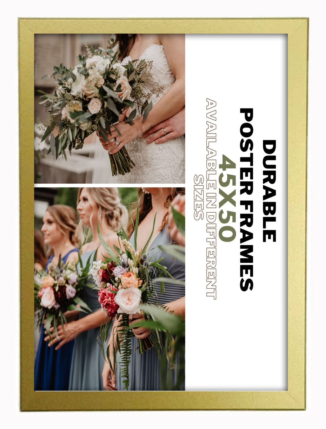 DEALS ON DEAL Durable Modern Gold 45X50 CM Solid MDF Wood Photo Frame, Certificate Frame, Document Frame Solid Wood with perspex glass Safe & Eco-Friendly portrait & landscape for Home & Office