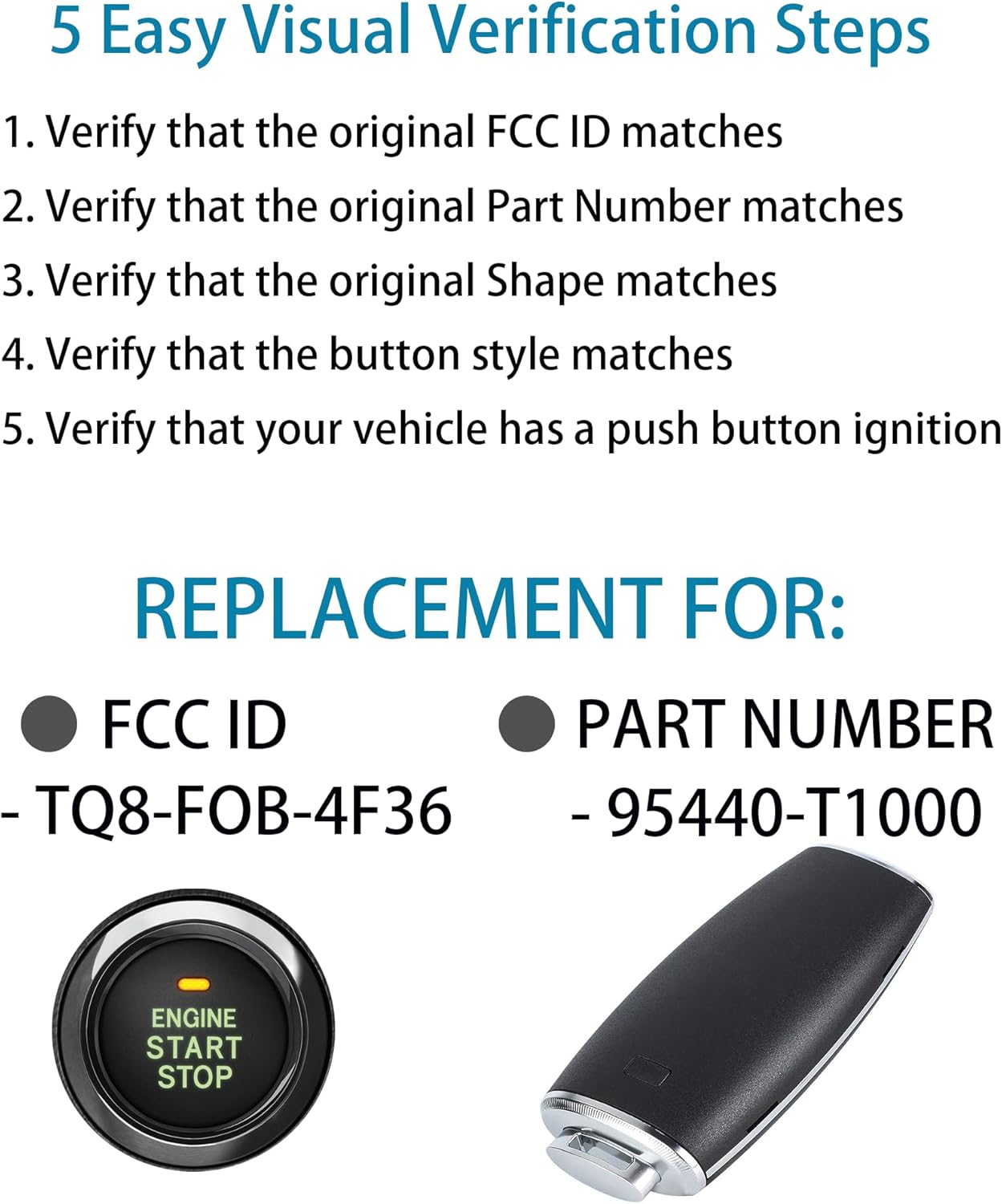 Smart Key for Hyundai Genesis G80 2021, Alliskeys 6-Buttons Proximity Key Fob Replacement for Hyundai Genesis G80 2021 TQ8-FOB-4F36 95440-T1000