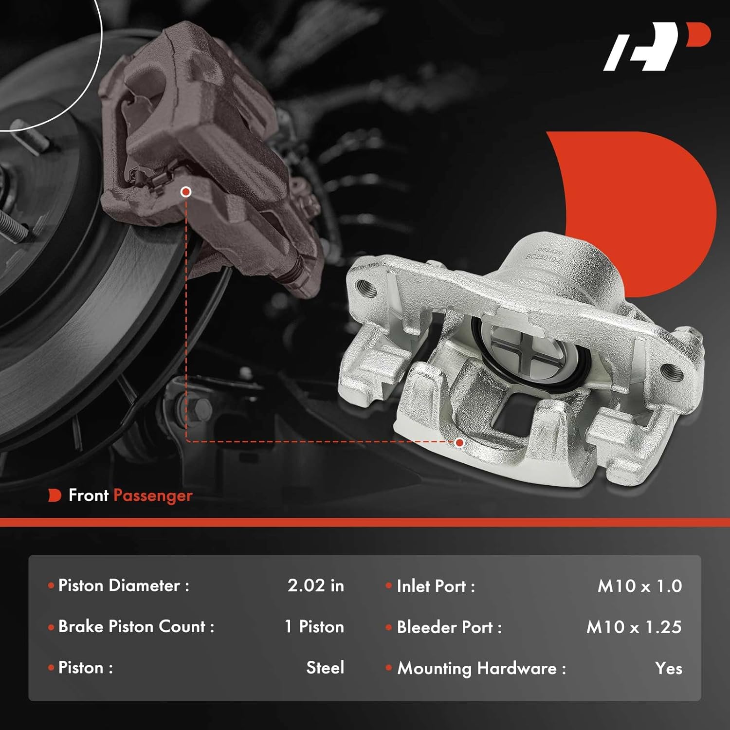 A-Premium Disc Brake Caliper Assembly with Bracket Compatible with Honda Big Red 700 2009 2010 2011 2012 2013, Front Right Passenger Side