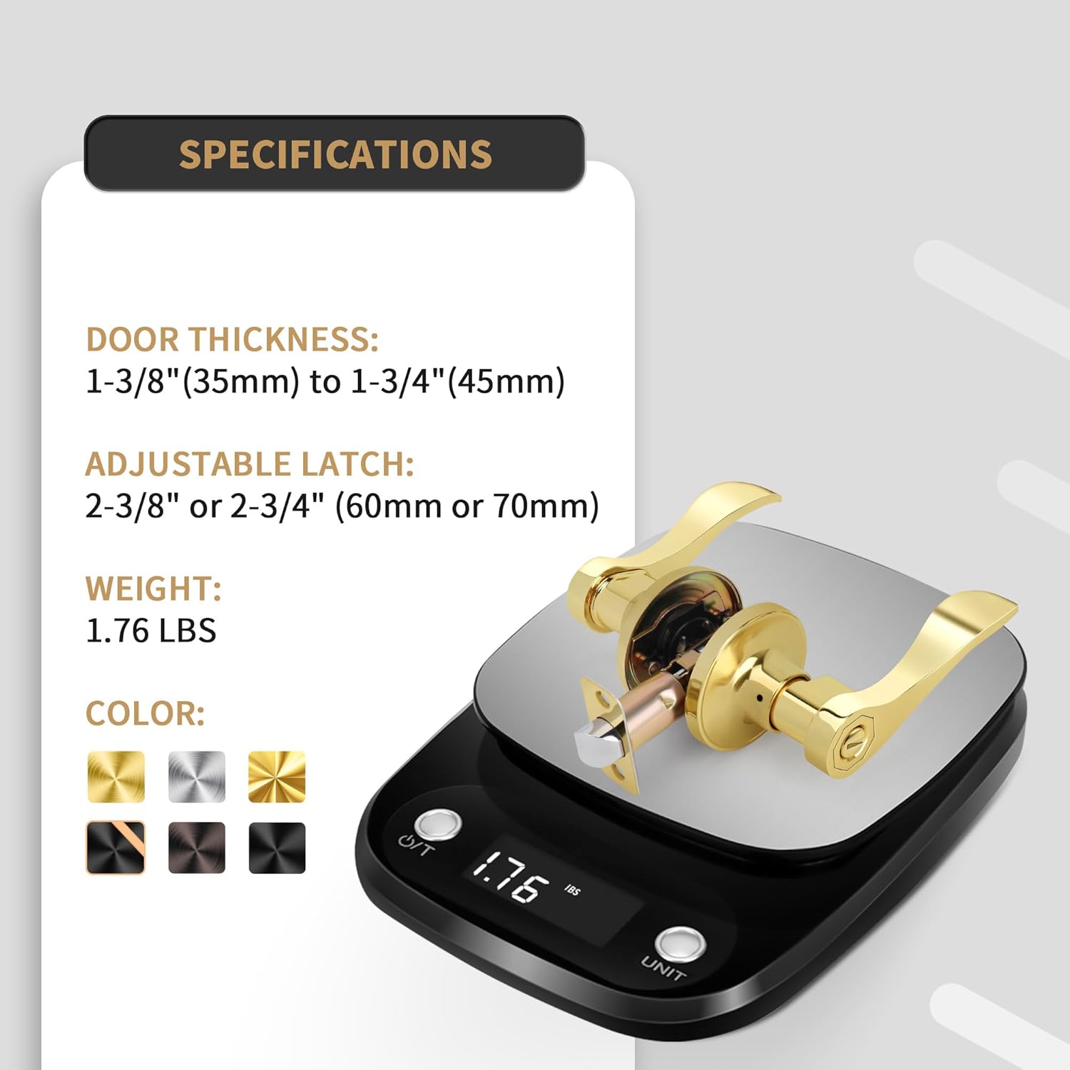 10 Pack Interior Gold Door Handles, Bulk Wave Style Without Key,Polished Brass Privacy Door Handles, Reversible Door Lever for Bedroom,Bathroom,Closet,Polished Brass