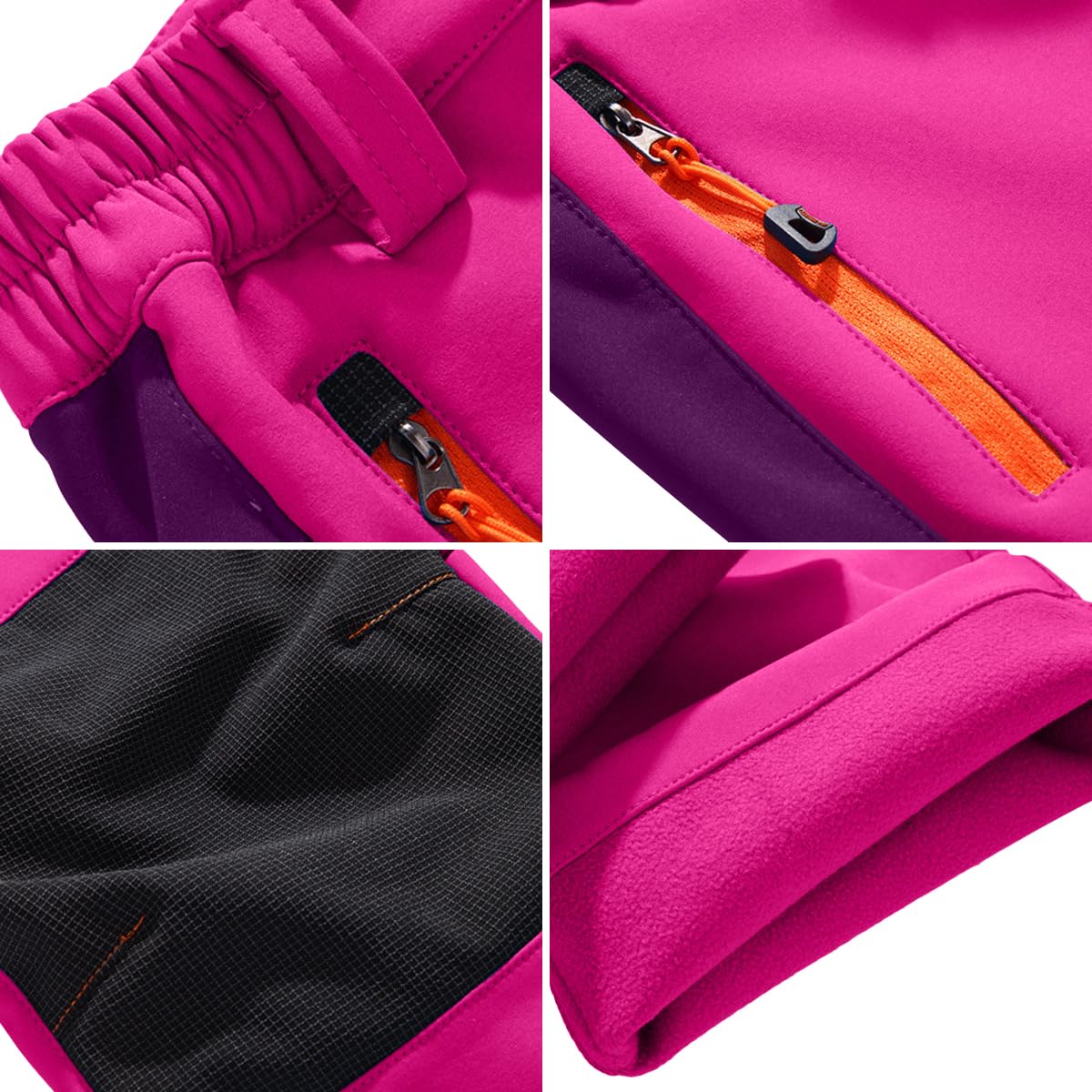 yeyity Kinder Softshellhose Skihose Gefüttert Cargohose Wasserdicht Thermohose Jungen Mädchen Schneehose Winter Outdoorhose Wanderhose