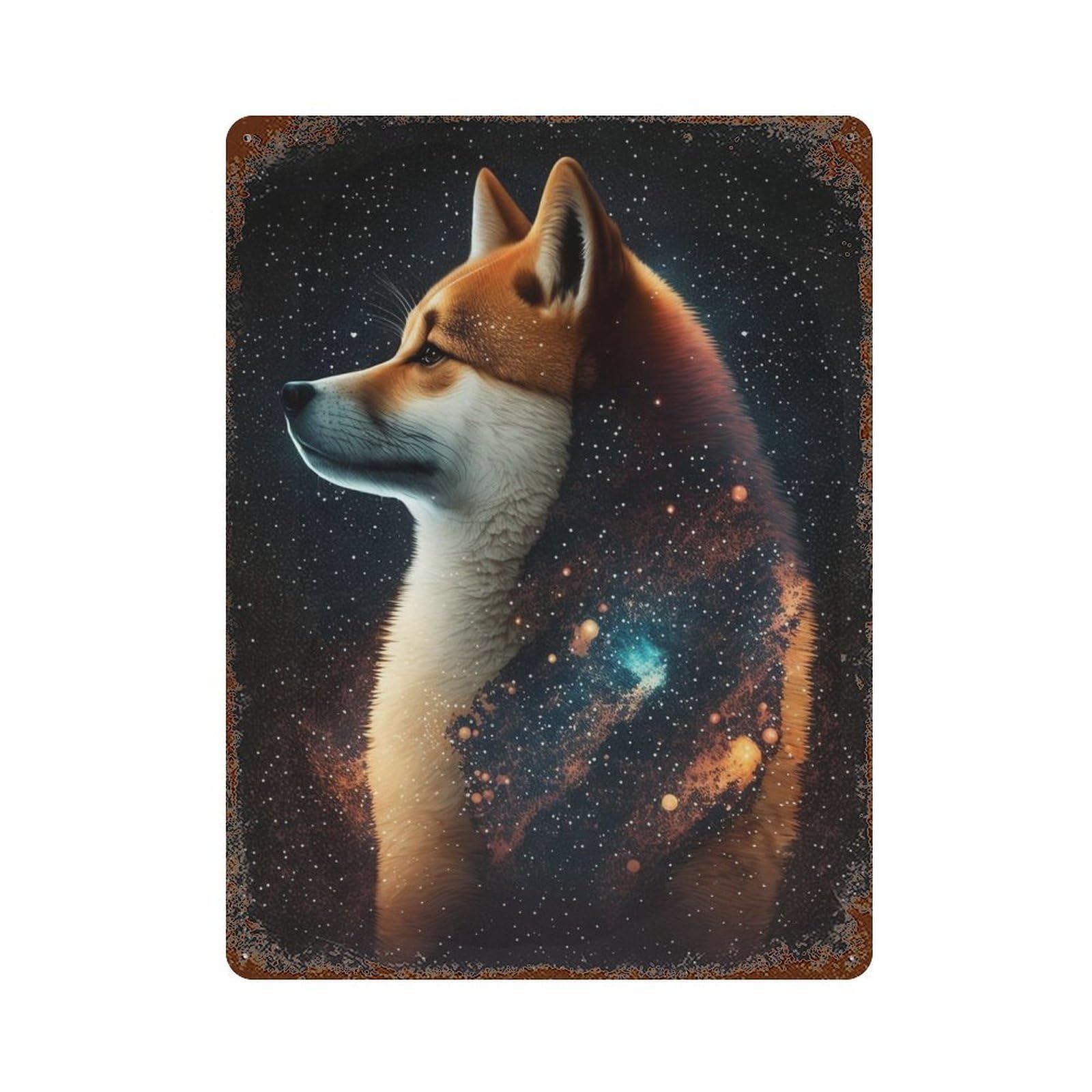 Galactic Canine Majesty -3 Decorative Tin Sign 15.7"x11.8", Rustic Home Decor for Cafe, Home Bar And Lounge Decor