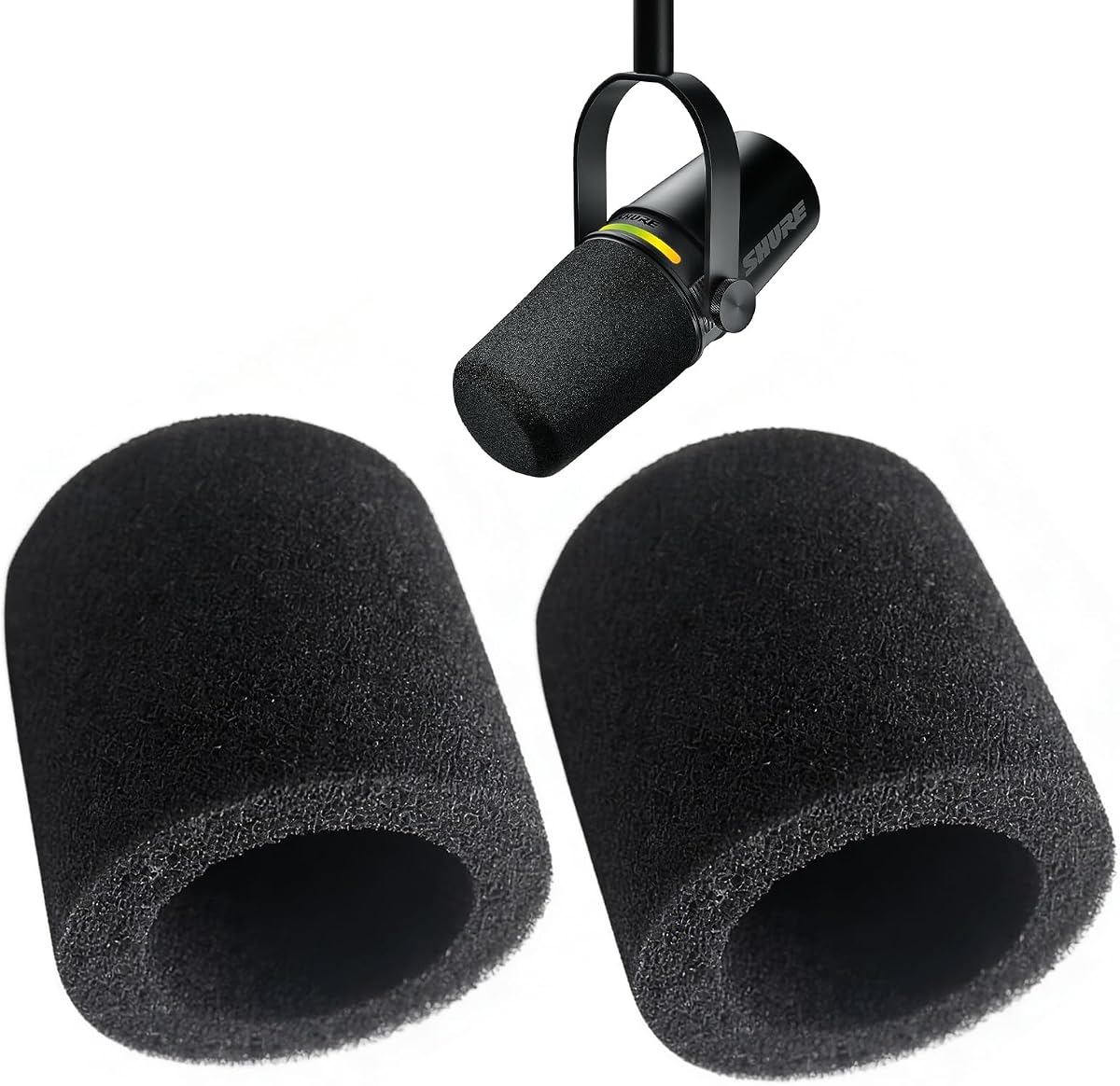 MV7 Pop Filter, Mic Foam Cover Replacement for Compatible with Shure MV7/MV7+/MV7X Microphone Podcast Vocal Microphone Windscreen-2PCS