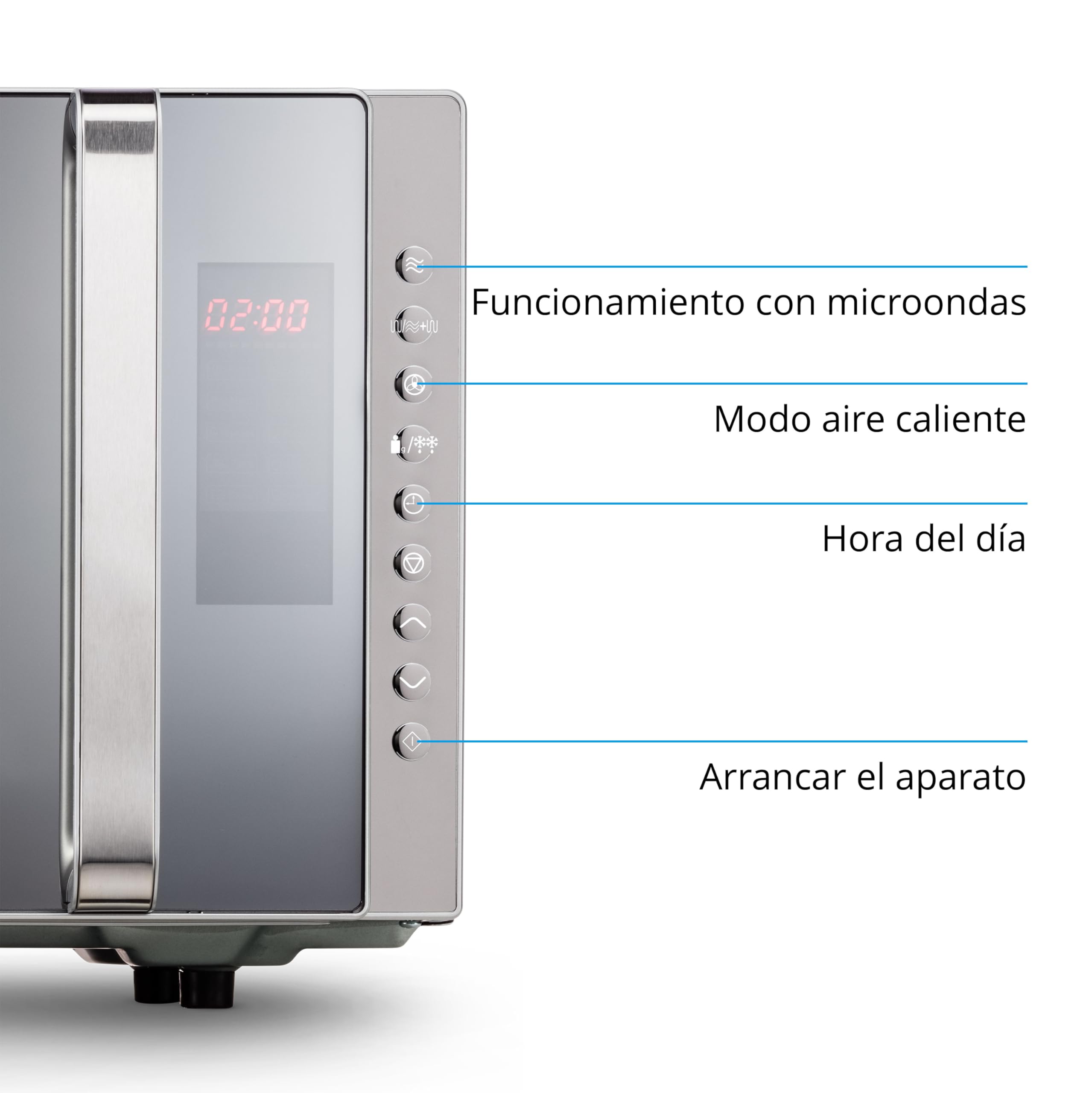 MEDION Microondas 3 en 1 con función de Grill y aire caliente, potencia de 800 vatios, potencia de Grill/aire caliente de 1200 vatios, 23L, MD17495, plata
