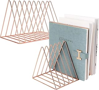 PENNGKE 2 Pcs Magazine Holder,Newspapers Holder,Letters Storage,Desktop File Sorter Organizer Triangle Bookshelf Decor Hom...