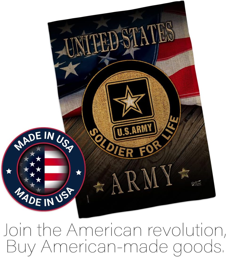 US Army Soldier for Life Burlap Garden Flag - Set Wall Hanger Armed Forces Rangers United State American Military Veteran Retire Official - House Banner Small Yard Gift Double-Sided 13 X 18.5