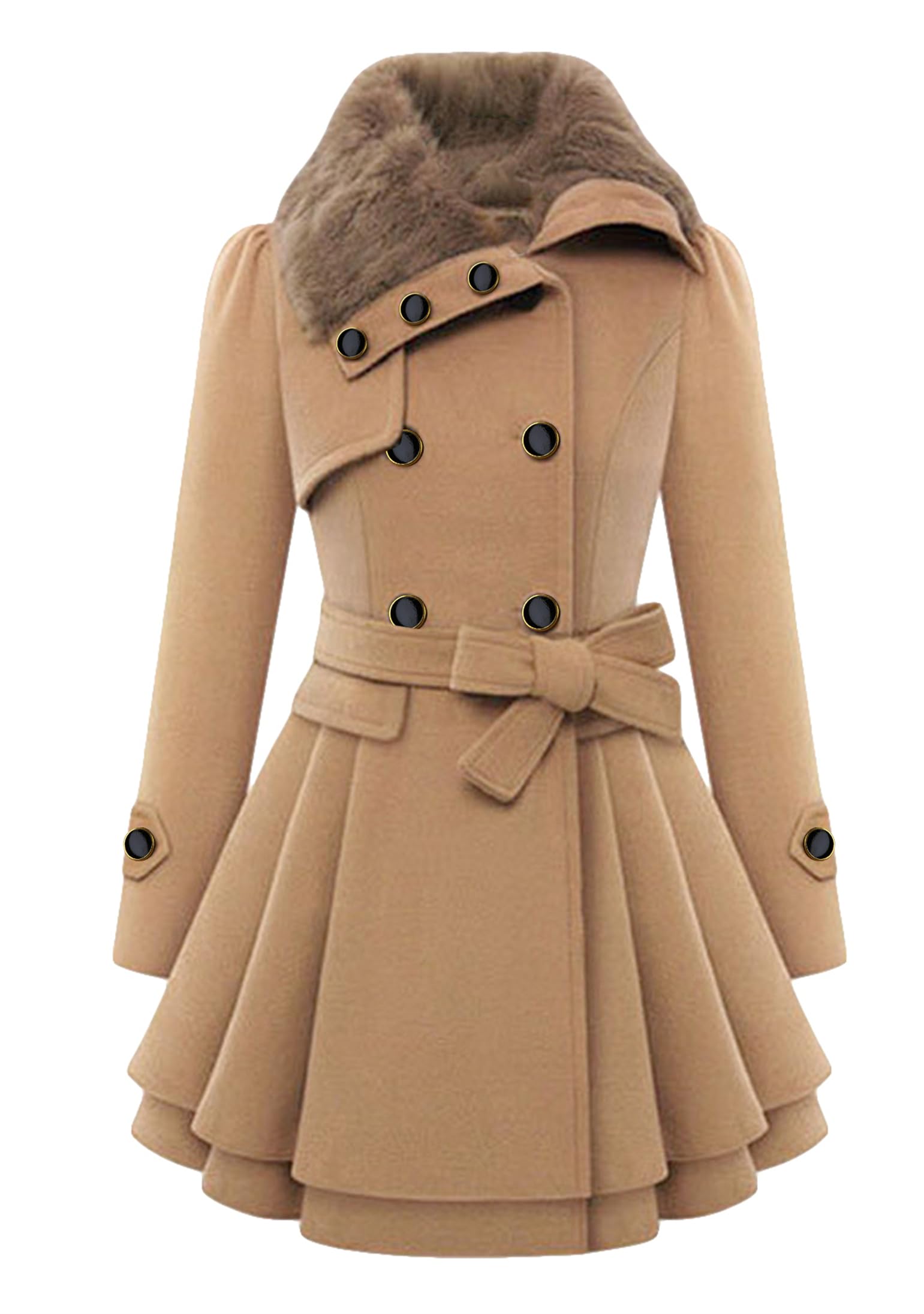 Donne Faux Lana Trench Cappotto Inverno Vintage Giacca Calda Taglie Plus Antivento Inverno Maniche Lunghe Cappotti