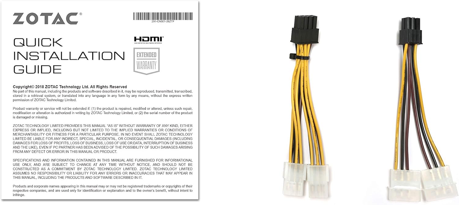 ZOTAC Quick Installation Guide and Power Cables