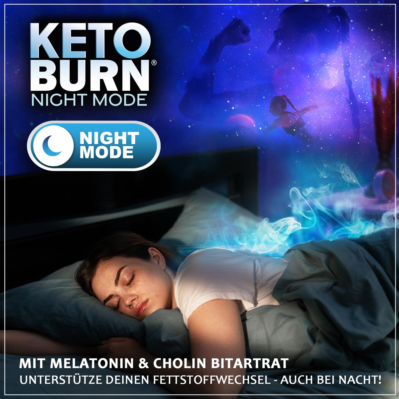 NEU: KETO BURN® Night Mode Kapseln 2er Packung mit 0,5 mg Melatonin & Cholin, Stoffwechsel Rezeptur extrem - schnell & endlich - verbesserte Formel für die Nacht, für Frauen + Männer
