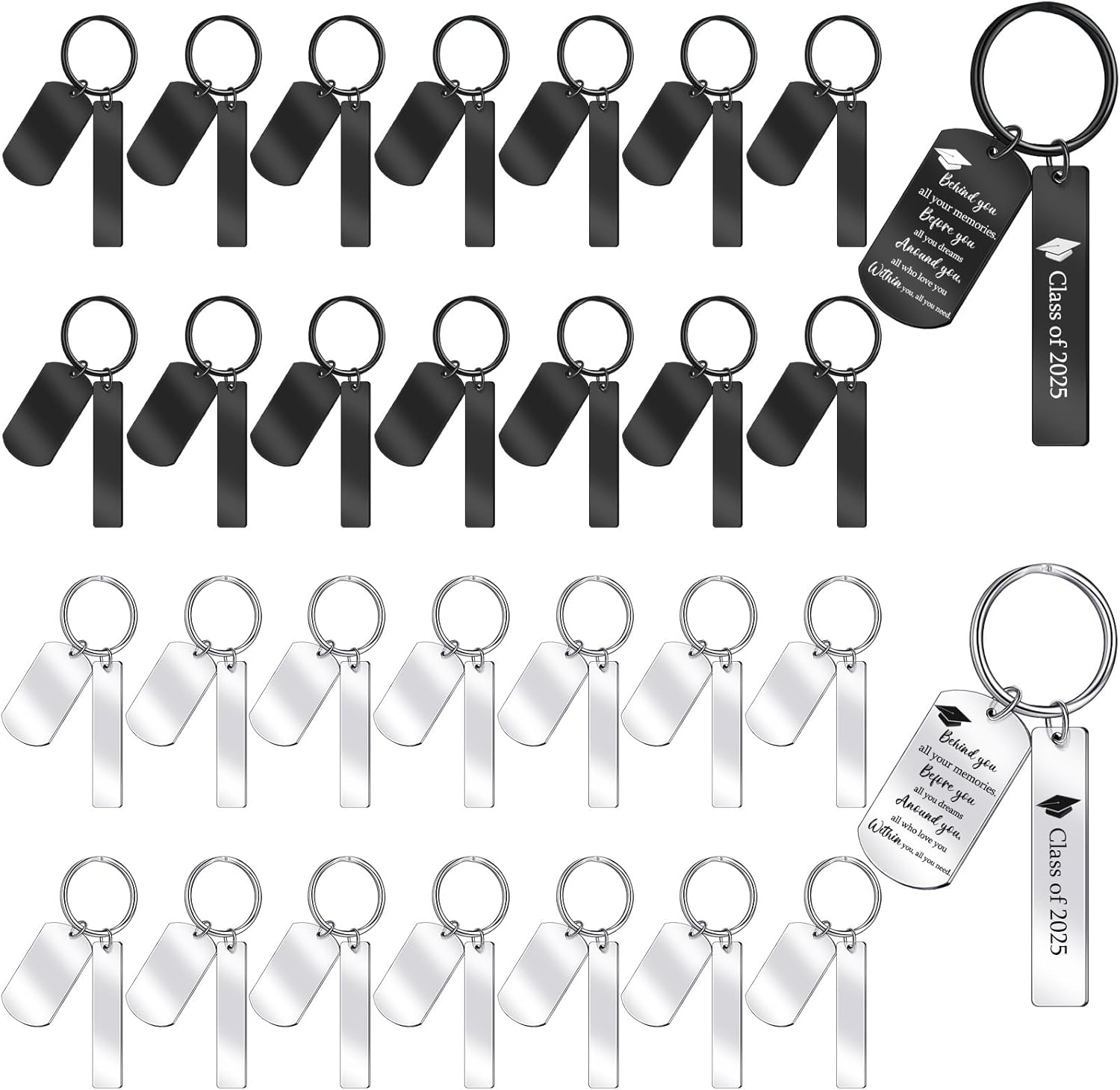Gisafai 30 Pack Stainless Steel Engraving Blanks Keychains - Christmas Laser Engrave DIY Key Rings, Tags for Crafts & Gifts
