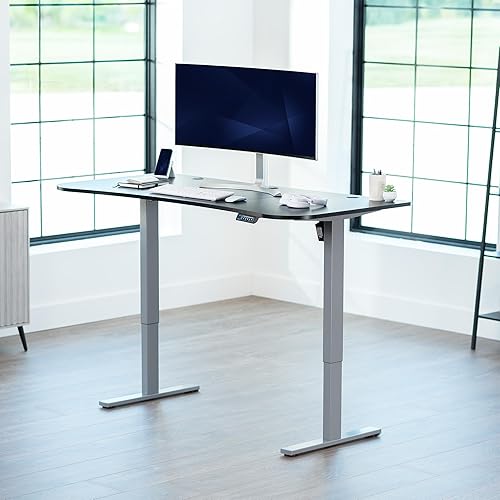 Vista 527 de VIVO DESK-KIT-1W6G - Escritorio eléctrico de pie de 60 x 24 pulgadas, ajuste de altura de memoria, serie 1B, parte superior de nogal oscuro de una