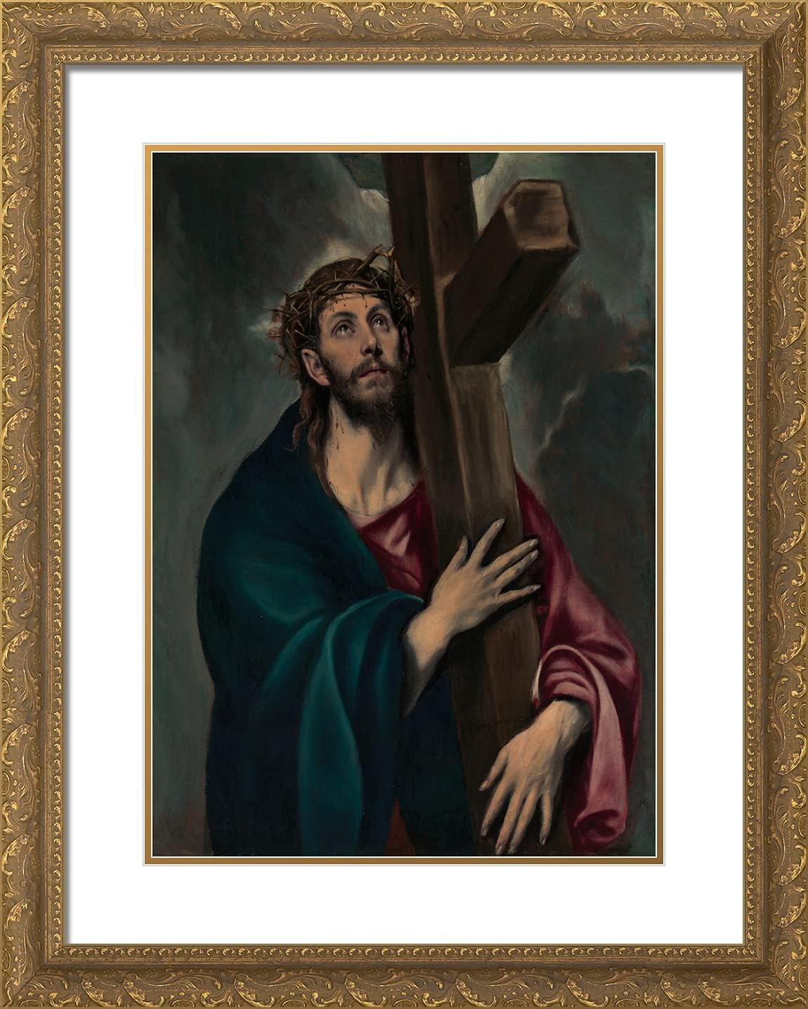 ArtDirect El Greco 20x24 Gold Ornate Framed Art Print with Double Matting Titled: Christ Carrying the Cross II