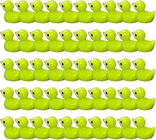 ミニ樹脂アヒル, 50個 ミニレジン スライム チャーム ダック, ミニチュア フィギュア マイクロ フェアリー ガーデン ランドスケープ アクアリウム ドールハウス オーナメント 鉢植え 装飾 誕生日パーティー用