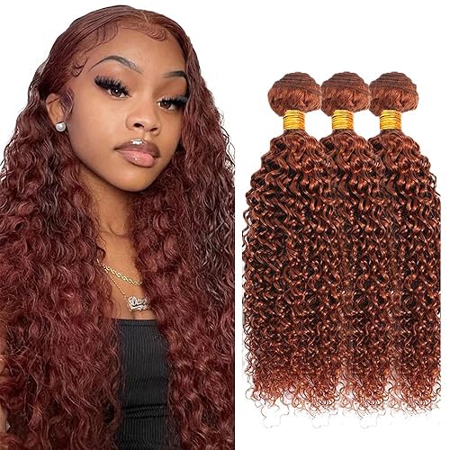 Reddish Brown Curly Human Hair Bundles Copper Red Kinky Curly