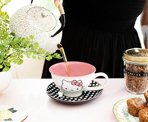 Miniatura 5 de Sanrio Hello Kitty - Juego de taza de té y platillo de cerámica de 12 onzas  Juego de regalo de fiesta de té para café, espresso