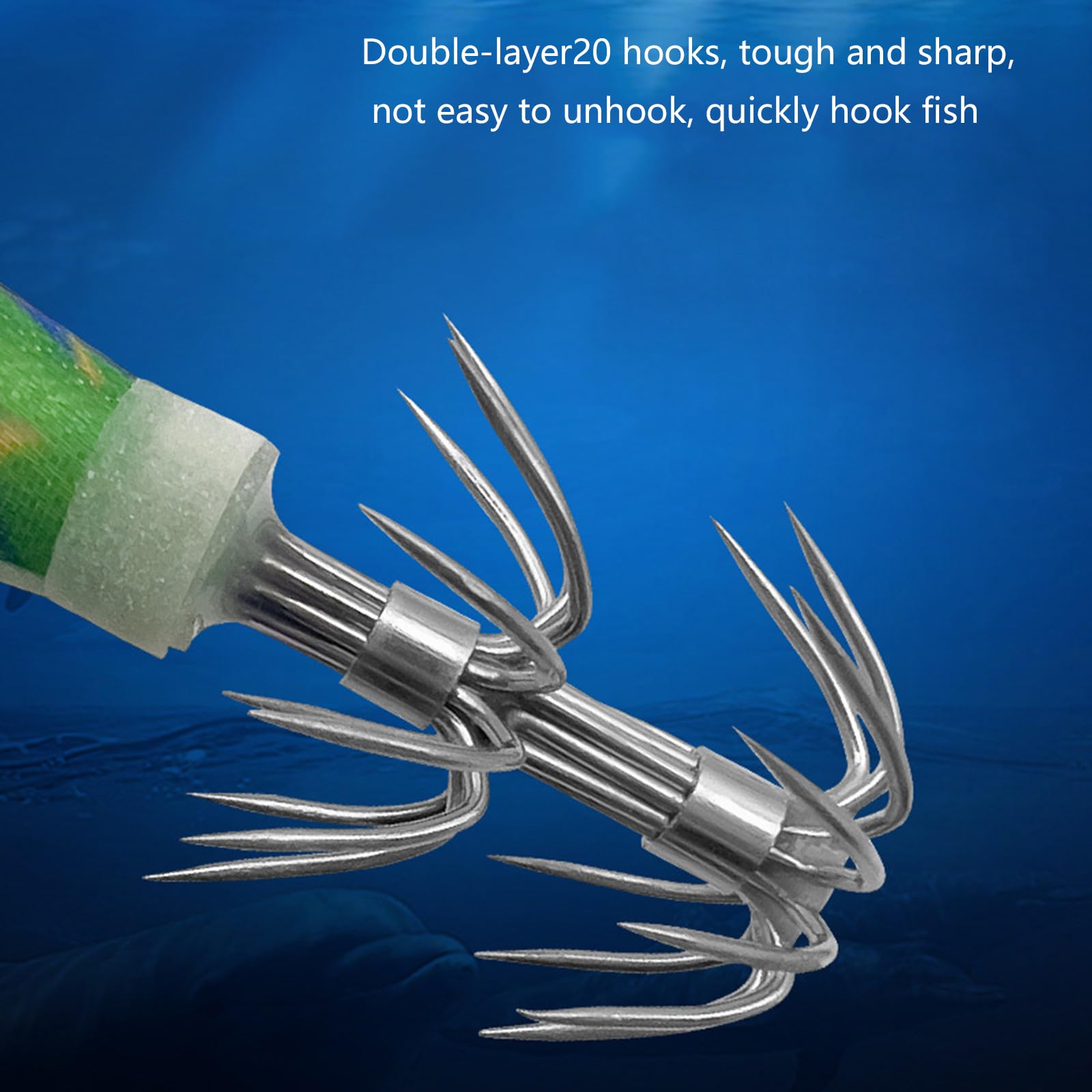 14 Unids Pesca Calamar Señuelo Gancho Calamar Jigging Gancho Camarón Jigs Señuelos de Pesca para Agua Salada y Agua Dulce Cebos Artificiales Duraderos para Pulpos