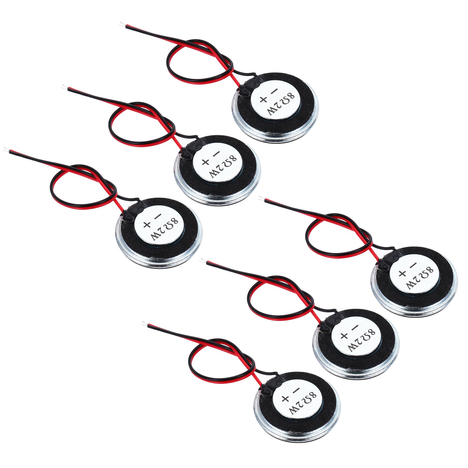 uxcell 6 Pcs 2W 8 Ohm Small Speakers Metal Shell Round Internal Micro Magnet Speaker with 120mm Wire for Mini Speakers DVD EVD Multimedia Mobile Portable Advertising Machine