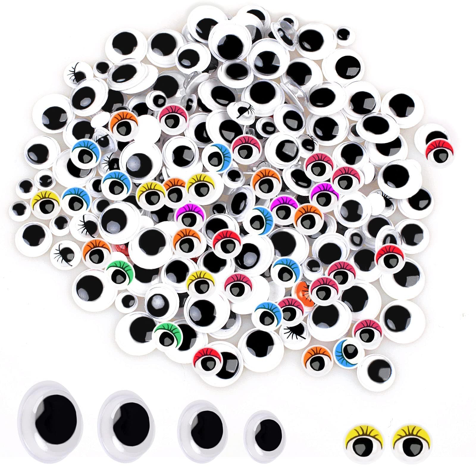 KOWVOWZ Self-Adhesive Wiggle Eyes Pack of 200 Round Craft Sticker Eyes for DIY Crafts Scrapbooking Decoration, Perfect Party Decorations Creative Gift, HYP896