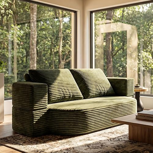 78.7" Full Size Folding Sleeper Sofa – Plush Corduroy Futon with Foam Mattress