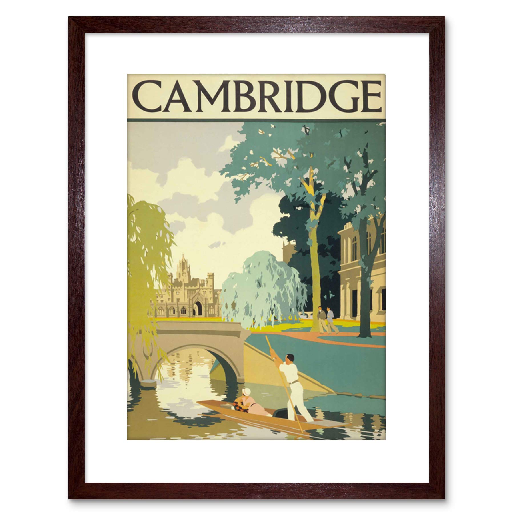 Wee Blue Coo 9x7 '' TRAVEL CAMBRIDGE CAM PUNT BRIDGE FRAMED ART PRINT F97X1357