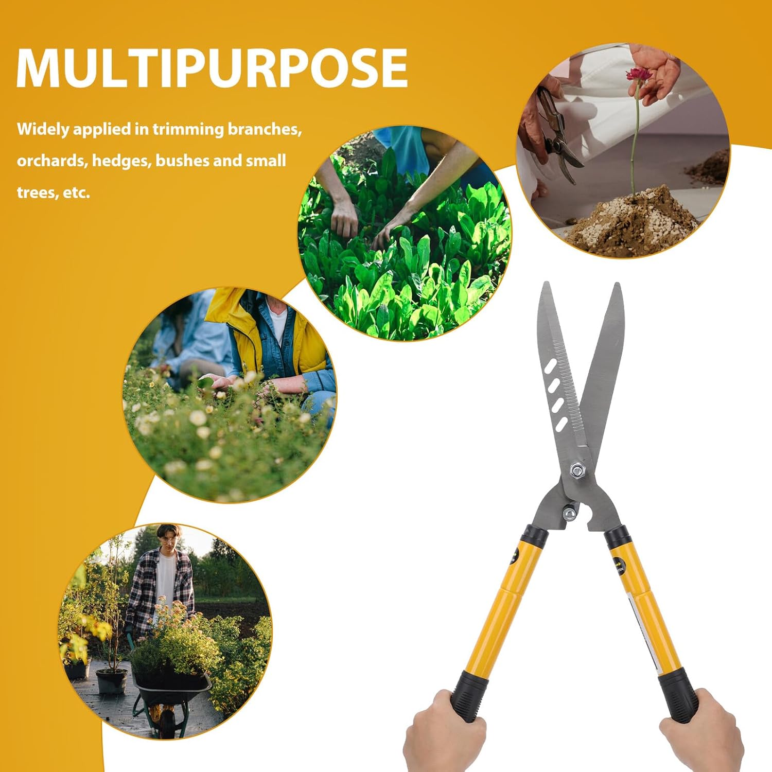 Homoyoyo Pruning Shear Garden Cutting Tool with Non-slip Handle Lightweight Ergonomic Design for Tree Branches Plants Trimming Suitable for Right and Left Handed Users