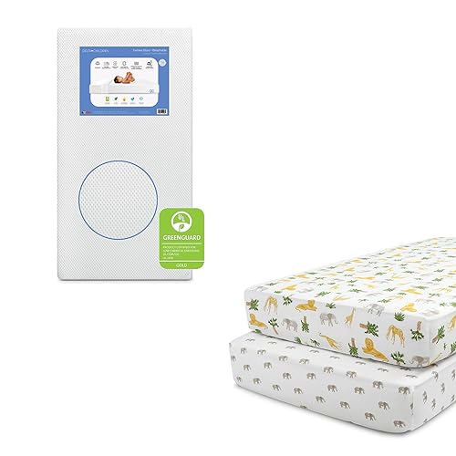 Delta Children Twinkle Stars - Colchón transpirable para cuna y colchón para cama de bebé y niños pequeños, color blanco + Delta Children (paquete