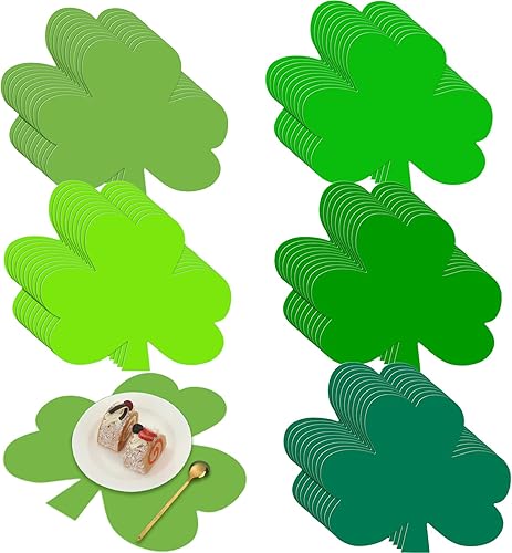 Eaasty 50 manteles individuales del día de San Patricio a granel de papel trébol desechables para el día de San Patricio, manteles individuales de