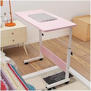 ZYWWW Mesa De Cama con Ruedas Mesa De Cama Móvil Mesa De Regazo Móvil, Mesa De Cama De Días, para Sofá Cama Lectura De Enfermería Mesa para Comer con Ruedas sobre La Cama (Color: Rosa, Tamaño: 60X