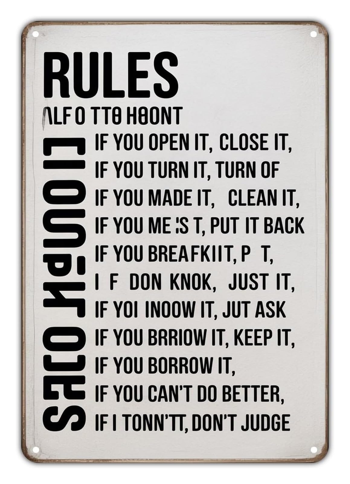 ZDVHOMCB Vintage Home Rules Metal Tin Sign Classic Household Decor for Bedroom Kitchen Hallway Nostalgic Family Guideline Plaque 8 X 12 inch