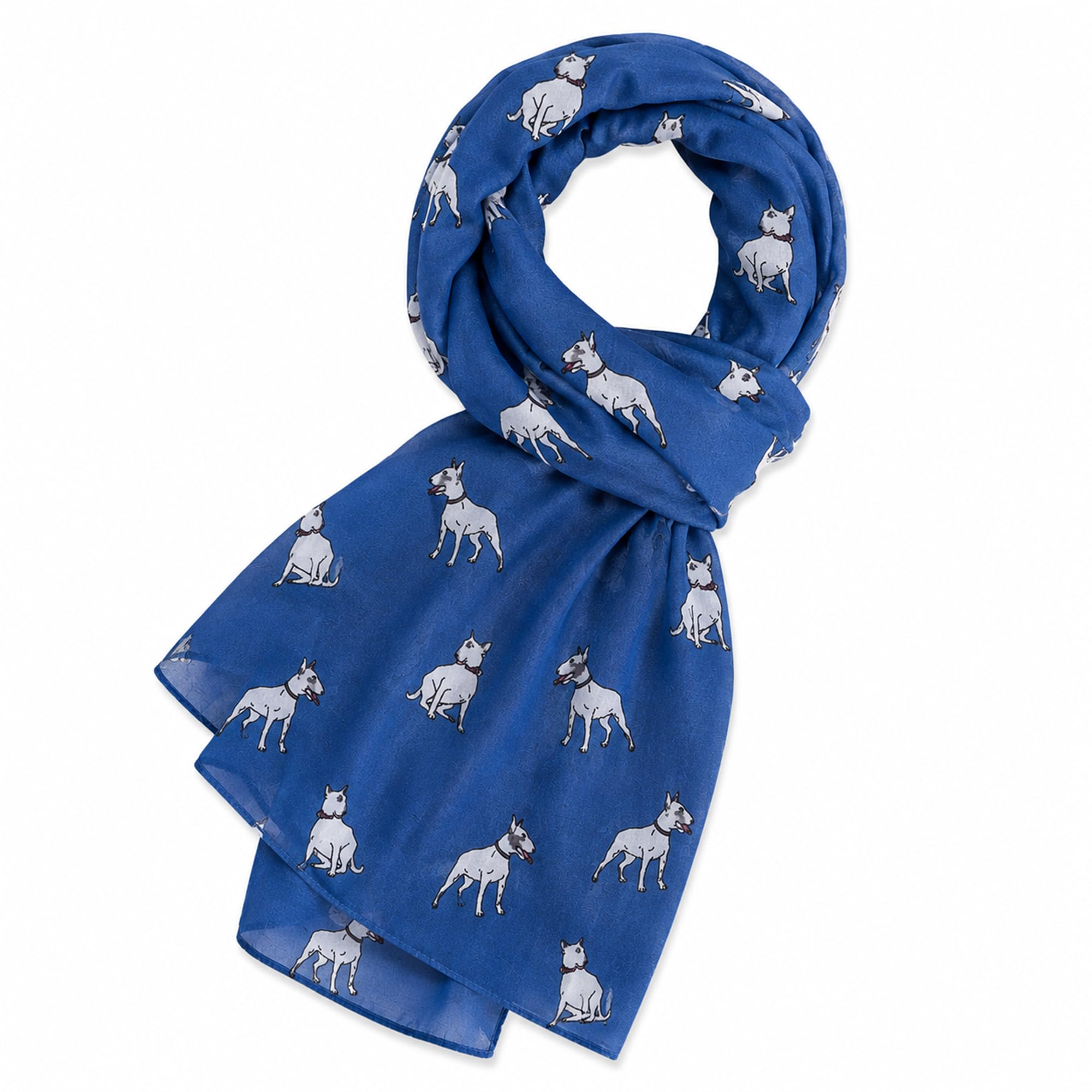 Furever Gifts Women's Blue English Bull Terrier Dog Scarf Denim Cotton Blend For 180Cm X 90Cm