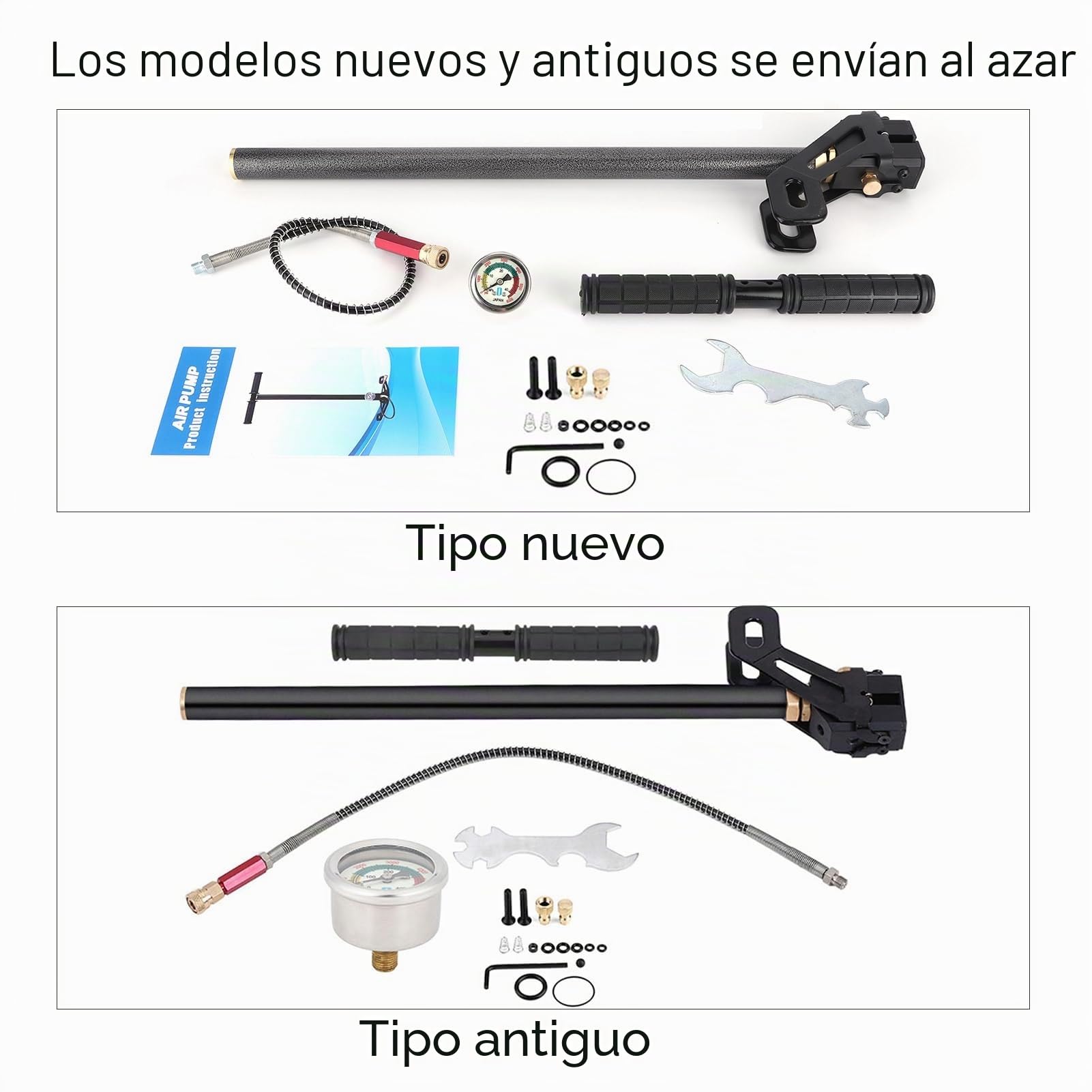 Bomba Manual de Alta Presión PCP 3 Etapas, 4500 PSI, Acero Inoxidable, Acero de Tungsteno, Plegable, para Rifle de Aire