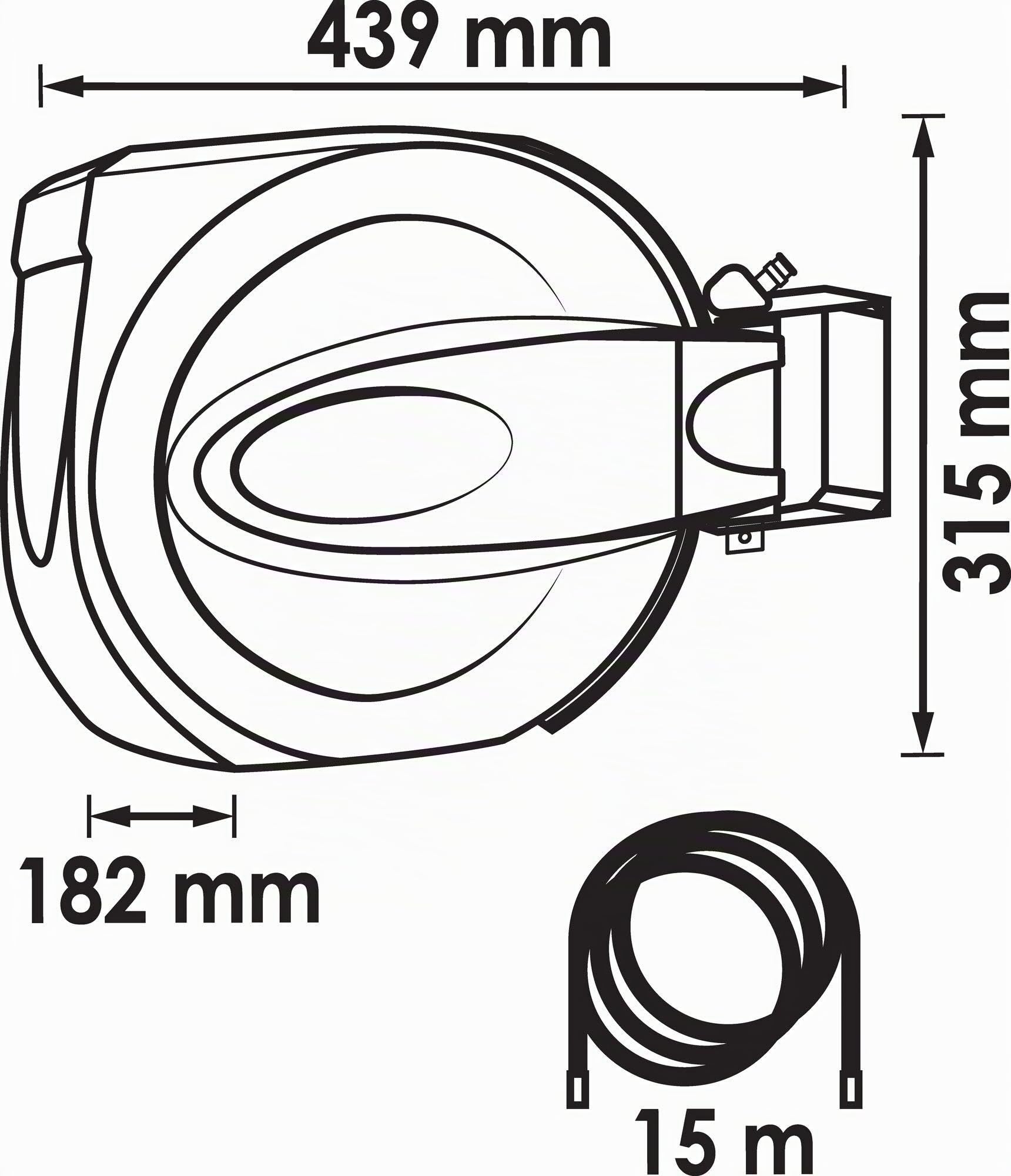 VIGOR Schlauchaufroller, V7143-10, 15 m, Druckluftadapter vorinstalliert | 6320 g, 15 m, Reduziert Unfallgefahr, da kein Schlauch herumliegt, Wandhalterung: 180° schwenkbar, Hybrid Polymer-Schlauch